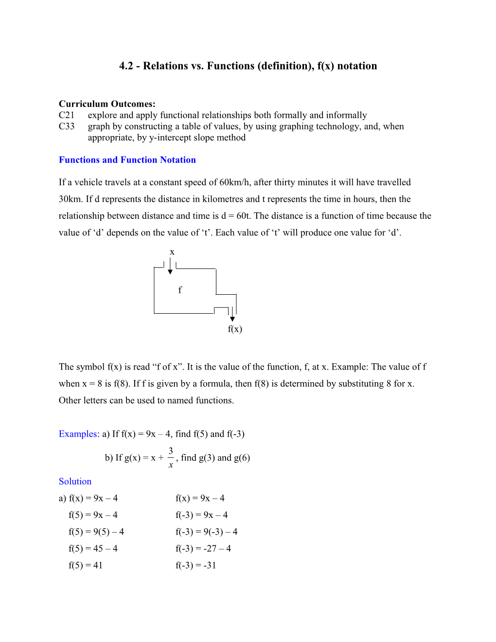 4.2 - Relations Vs. Functions (Definition), F(X) Notation