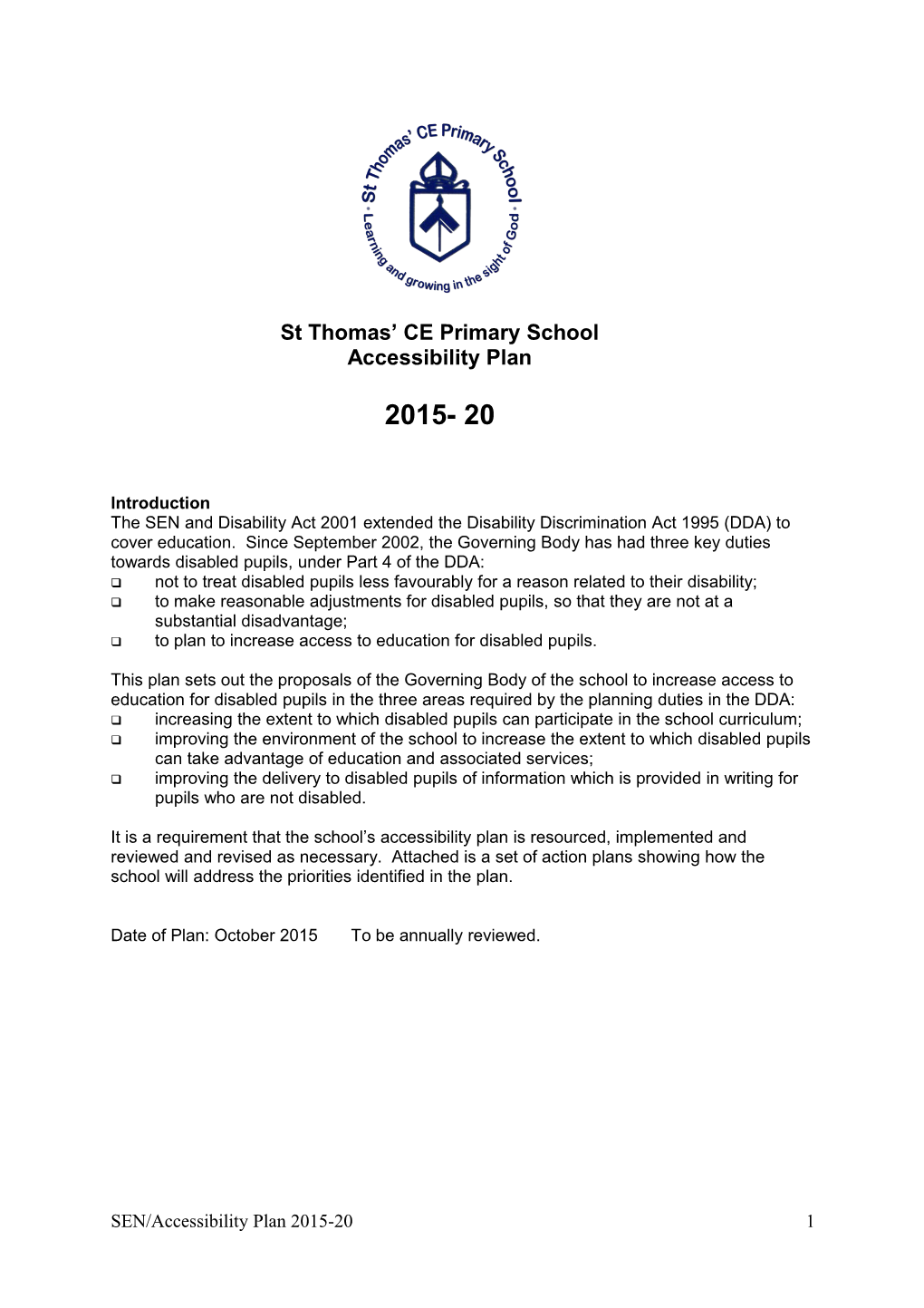 Template for a School Accessibility Plan