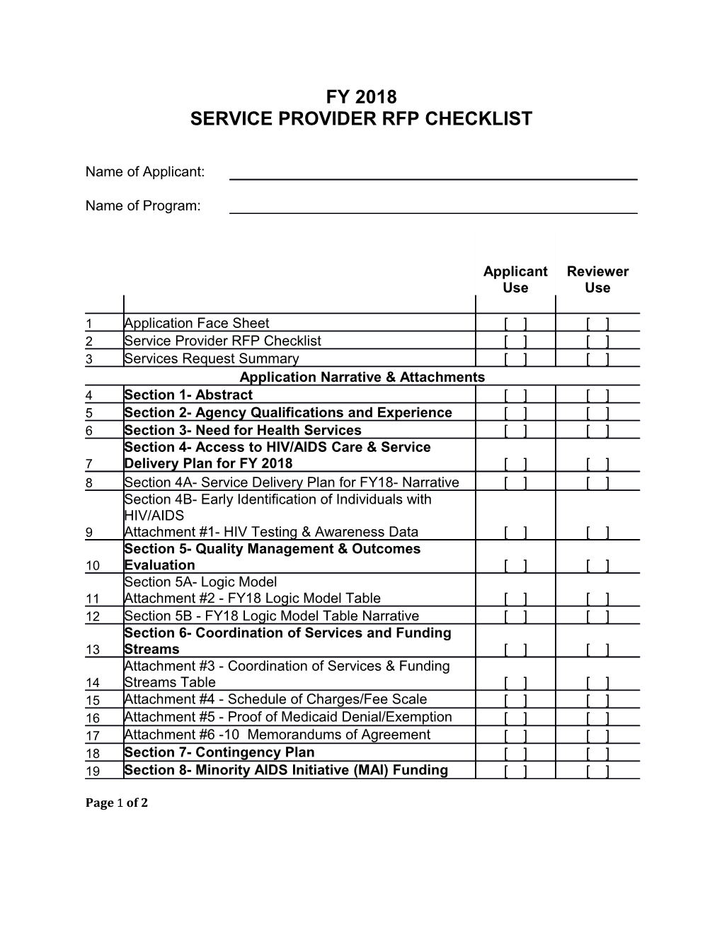 Service Provider Rfp Checklist