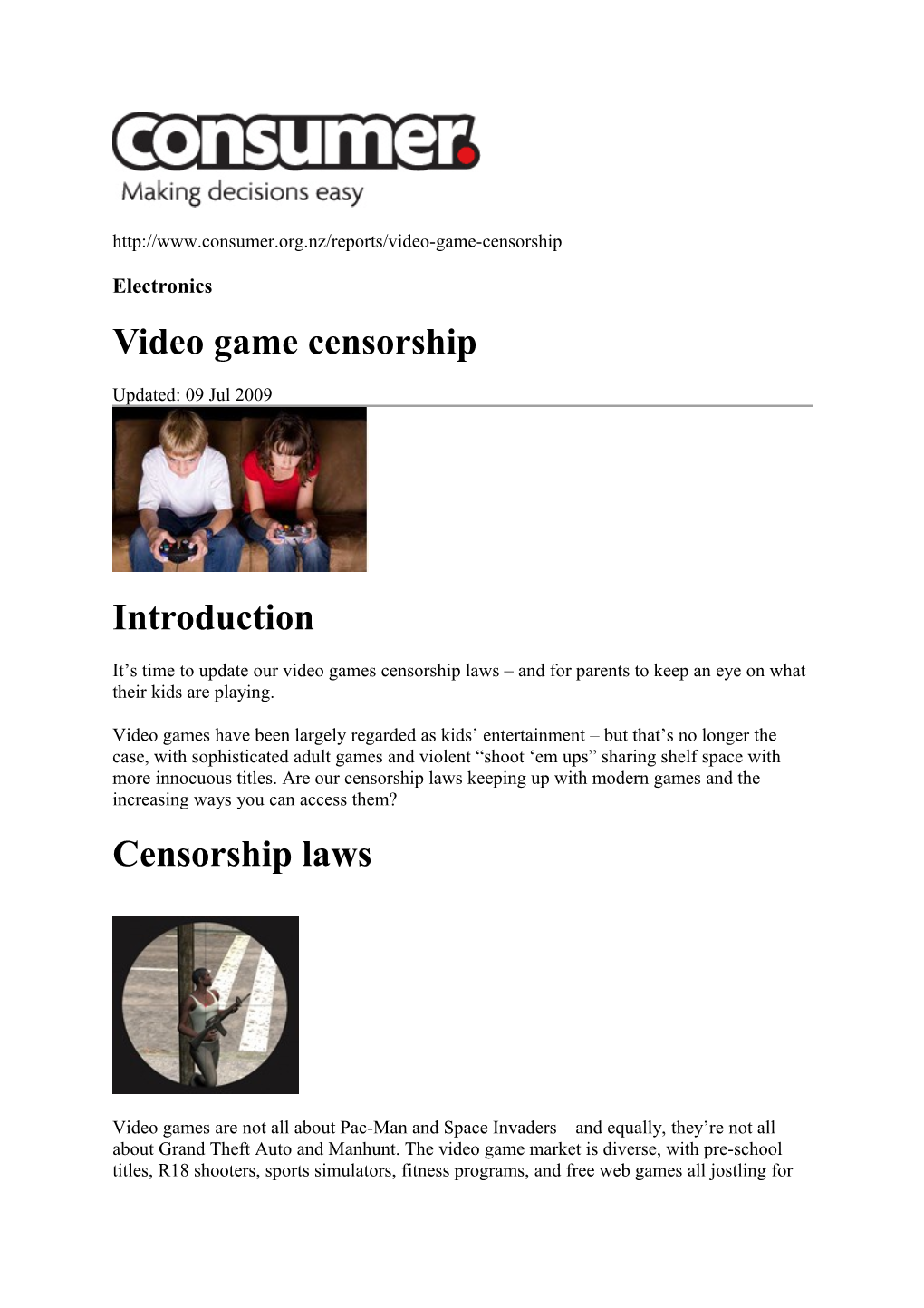 Video Game Censorship