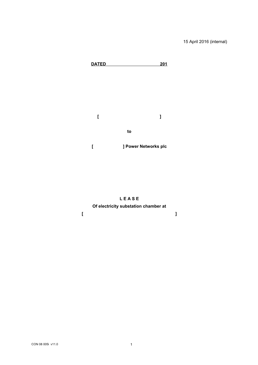 Standard Lease of Internal Substation