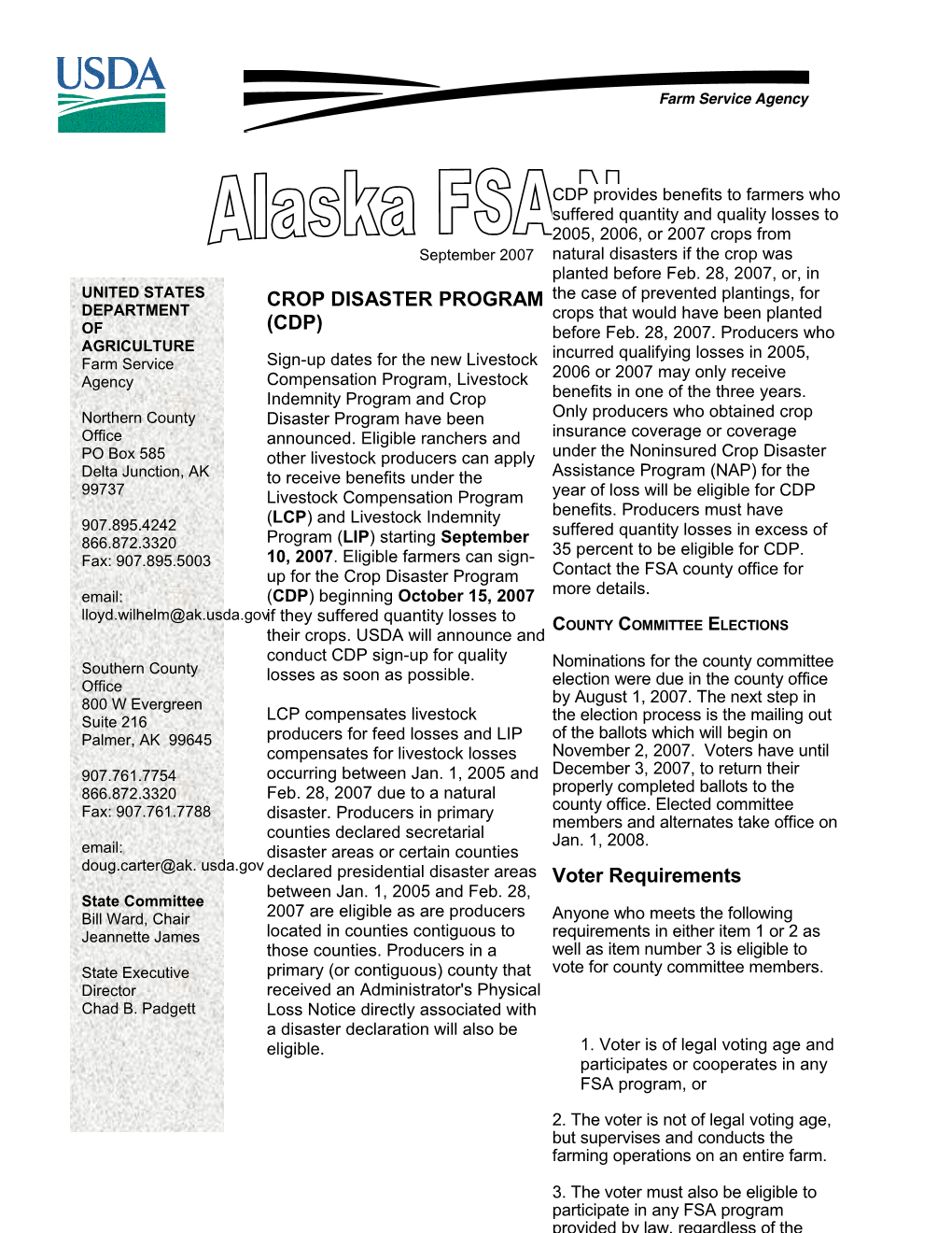 1. Voter Is of Legal Voting Age and Participates Or Cooperates in Any FSA Program, Or