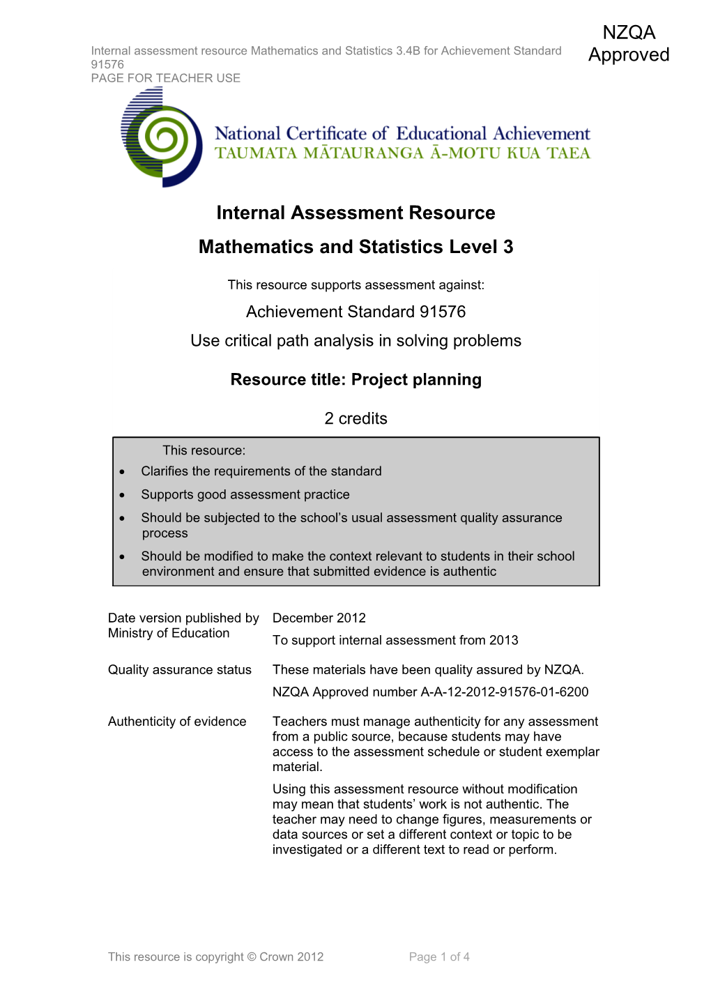 Level 3 Mathematics and Statistics Internal Assessment Resource s2