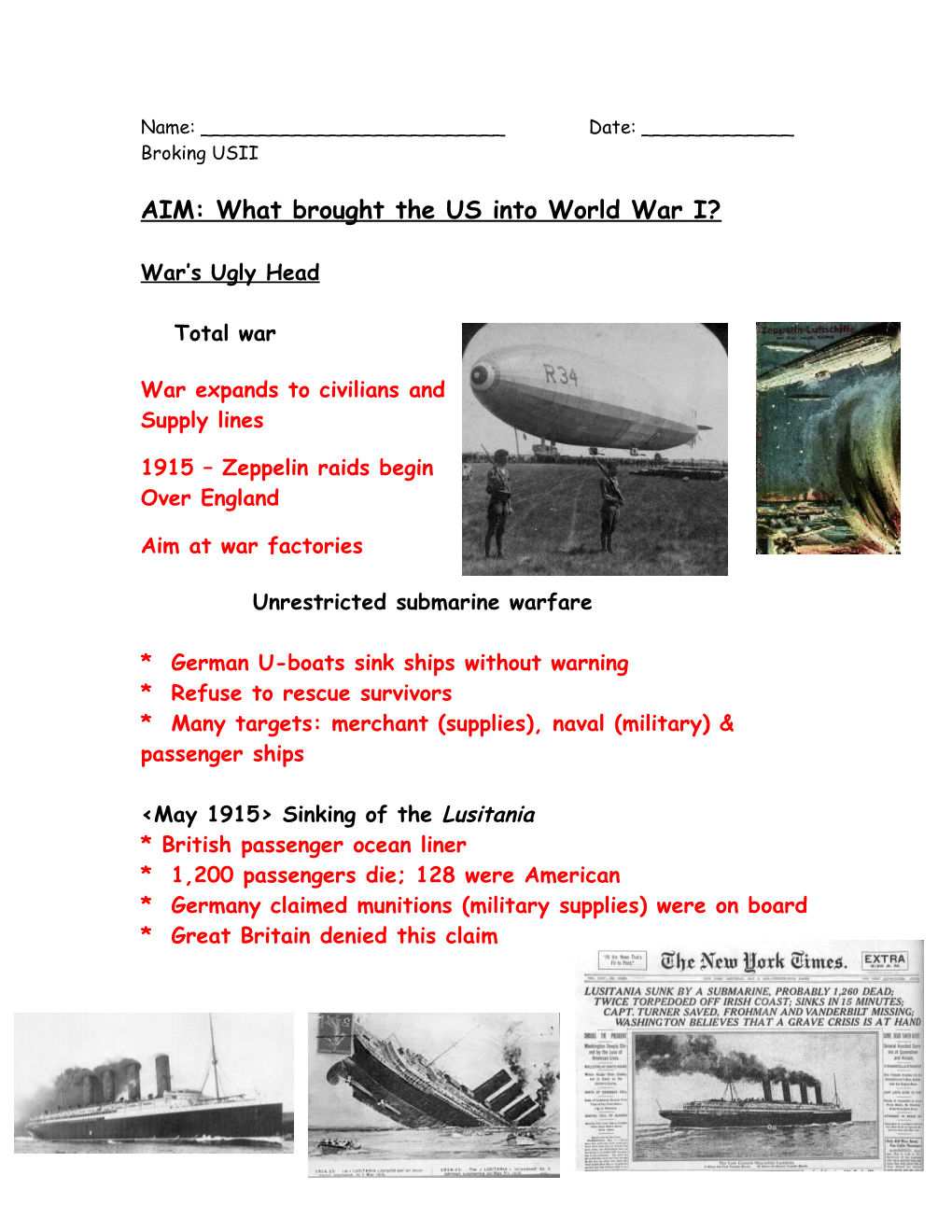 AIM: What Brought the US Into World War I?