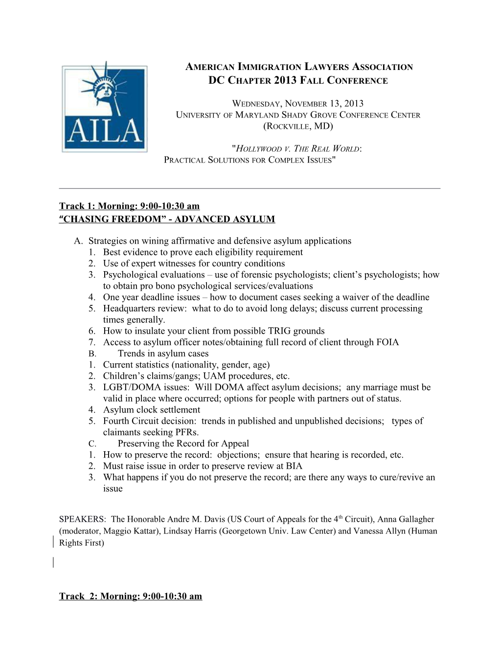 2013 Aila Conferenceprogram