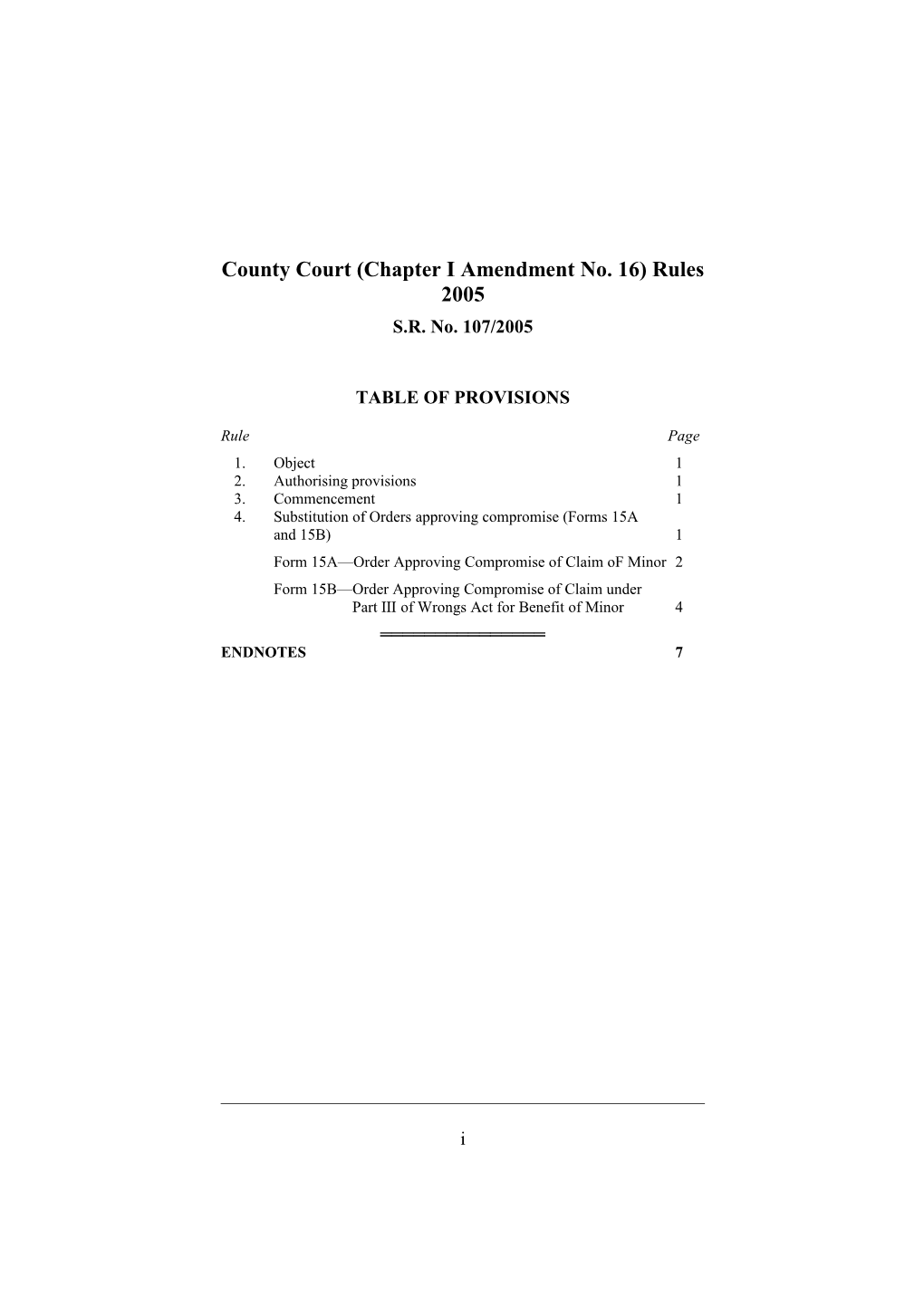 County Court (Chapter I Amendment No. 16) Rules 2005