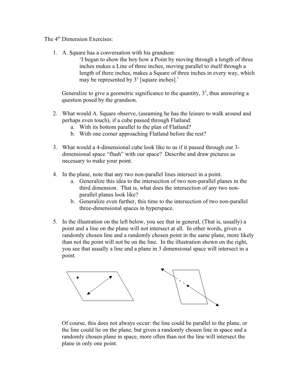 The 4Th Dimension Exercises
