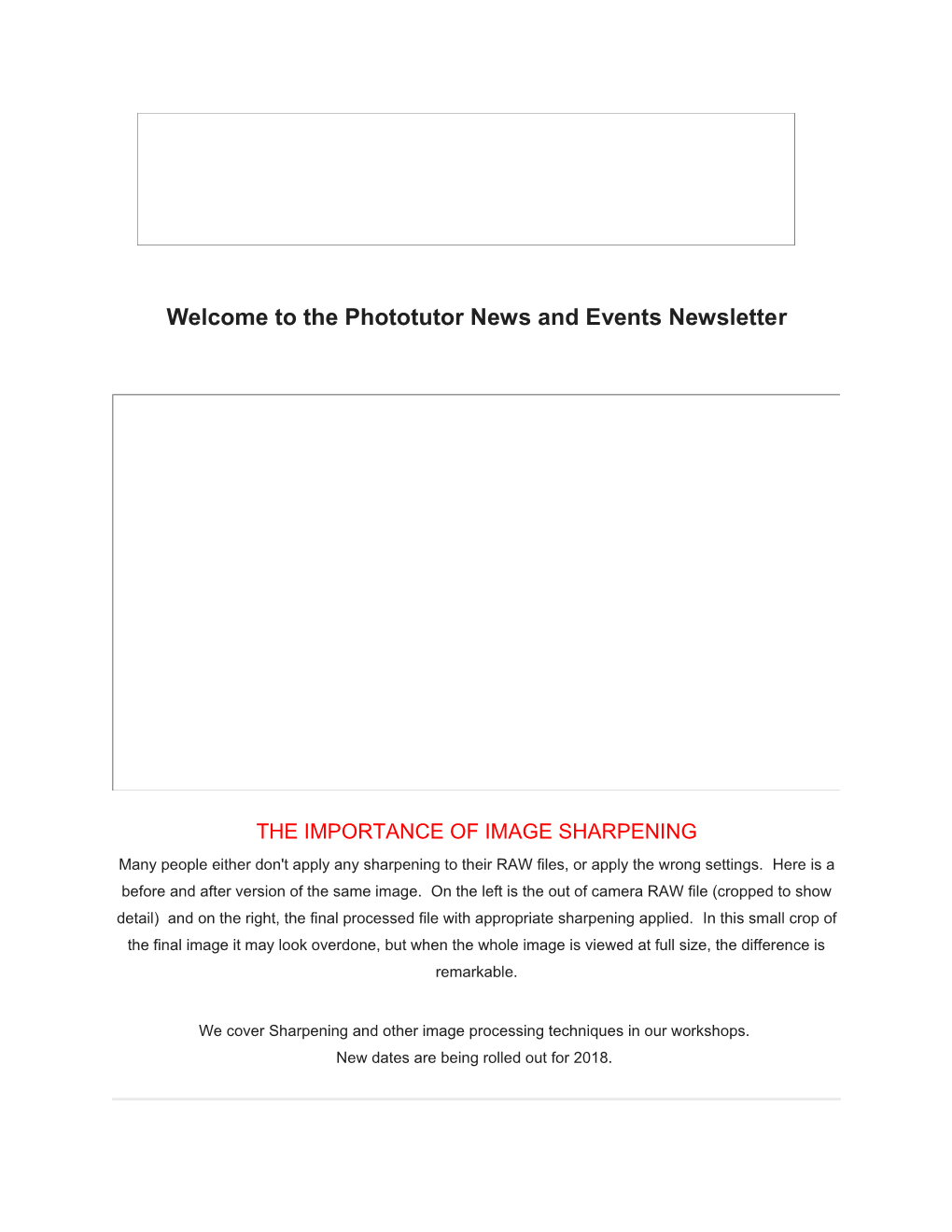 Welcome to the Phototutor News and Events Newsletter