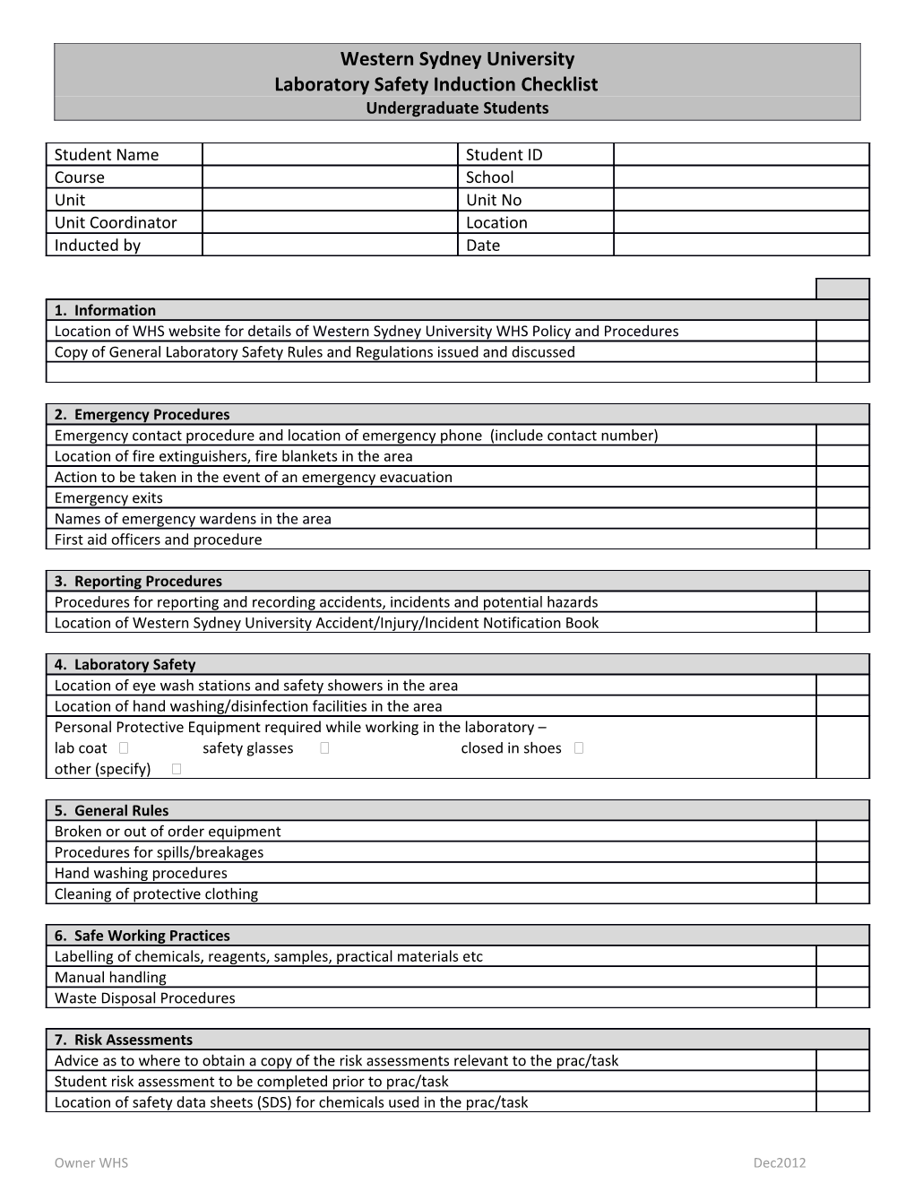 Laboratory Safety Rules