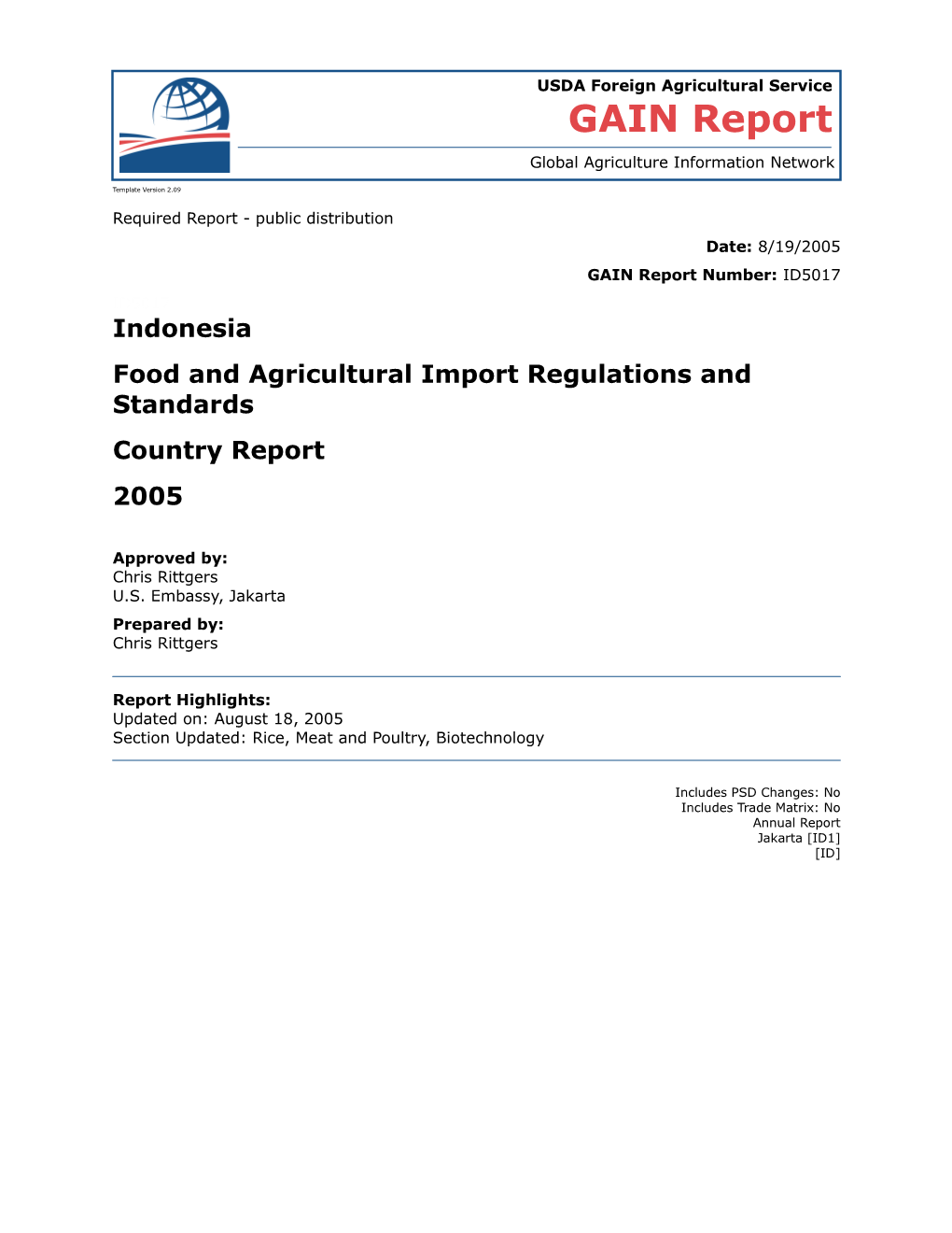 Food and Agricultural Import Regulations and Standards s14