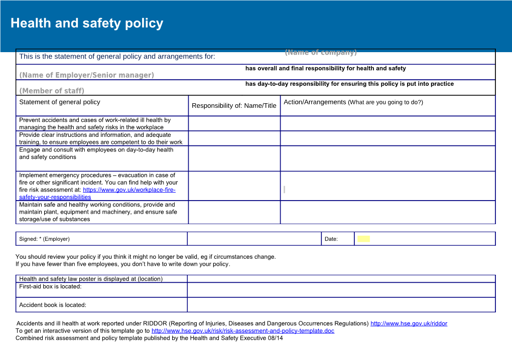 This Is the Statement of General Policy and Arrangements For s1