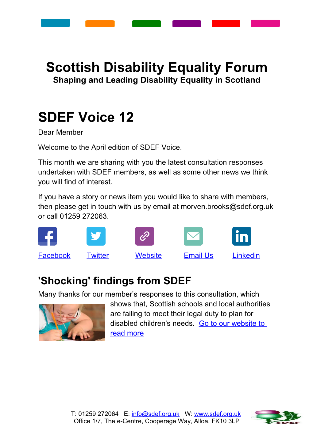 Welcome to the April Edition of SDEF Voice