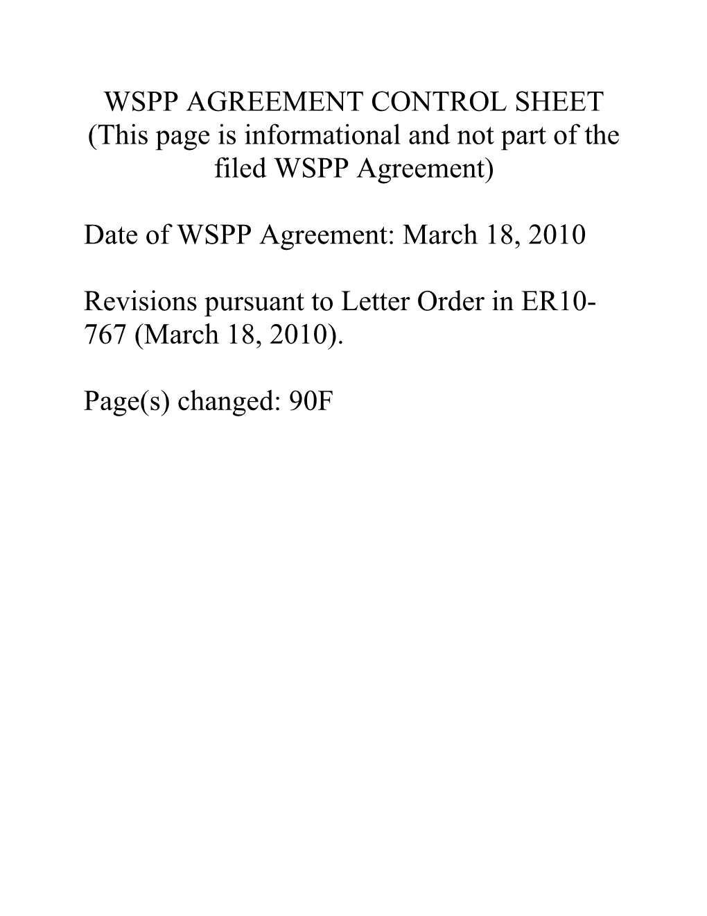 Wspp Agreement Control Sheet