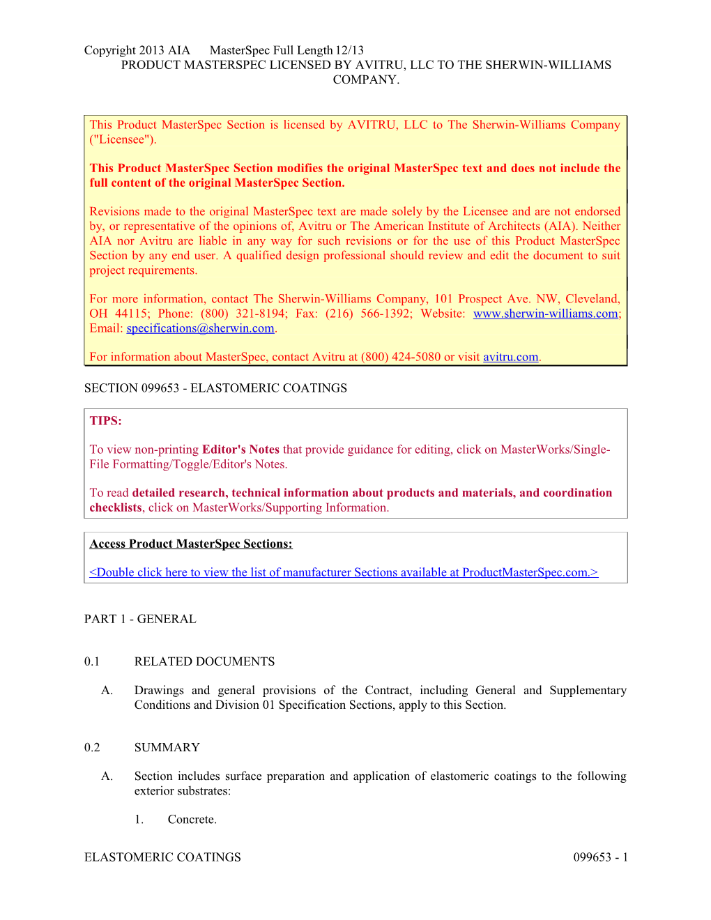 Section 099653 - Elastomeric Coatings