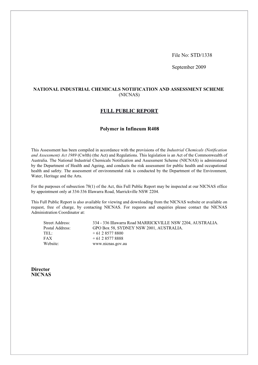 National Industrial Chemicals Notification and Assessment Scheme s32