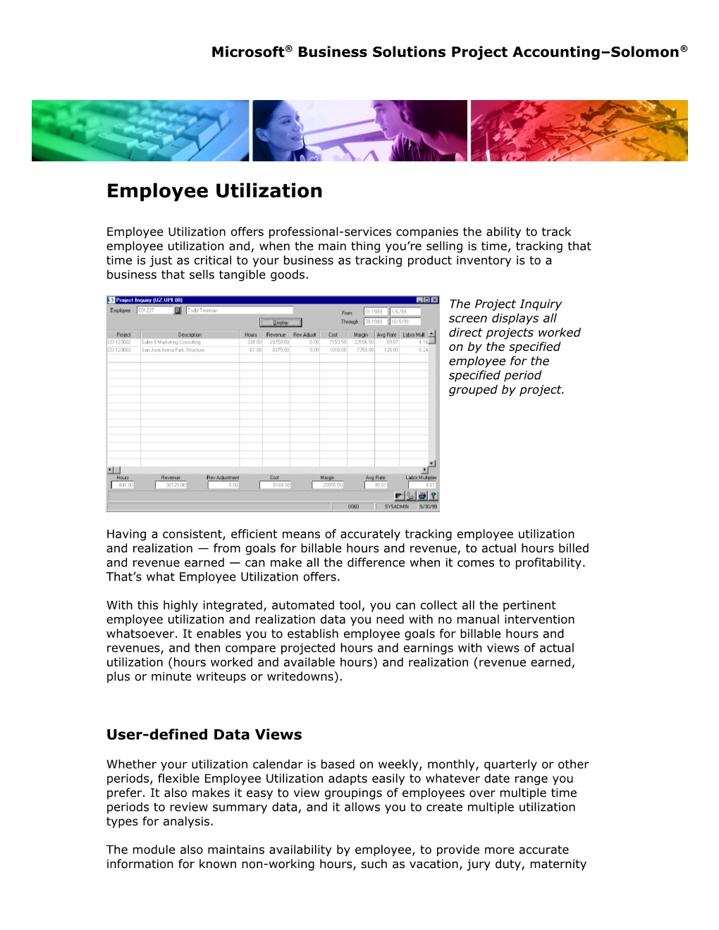 Solomon Employee Utilization Fact Sheet