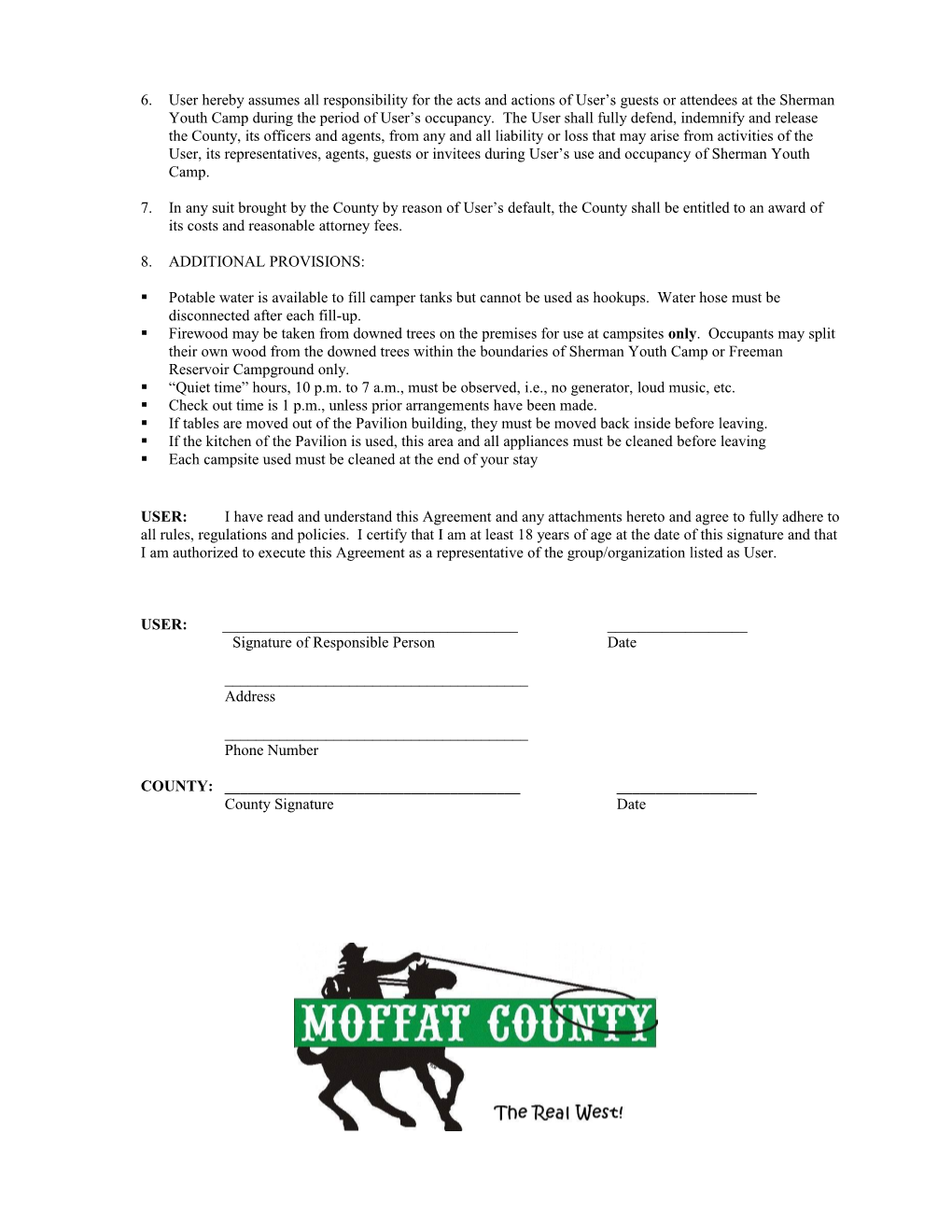 Moffat County Facility Use Agreement