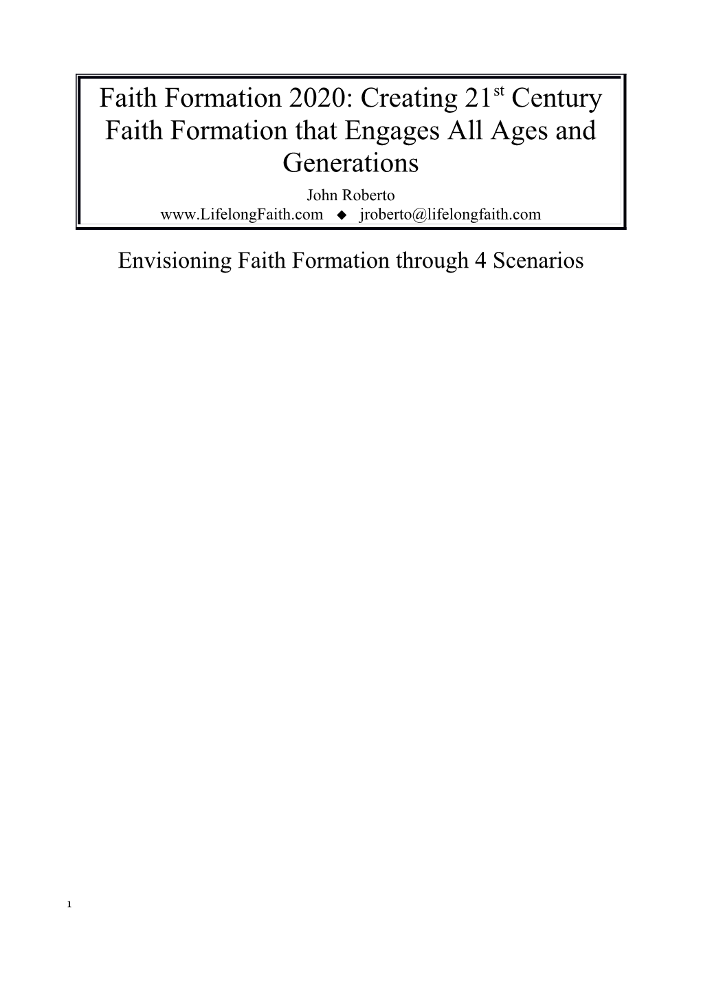 Envisioning Faith Formation Through 4 Scenarios