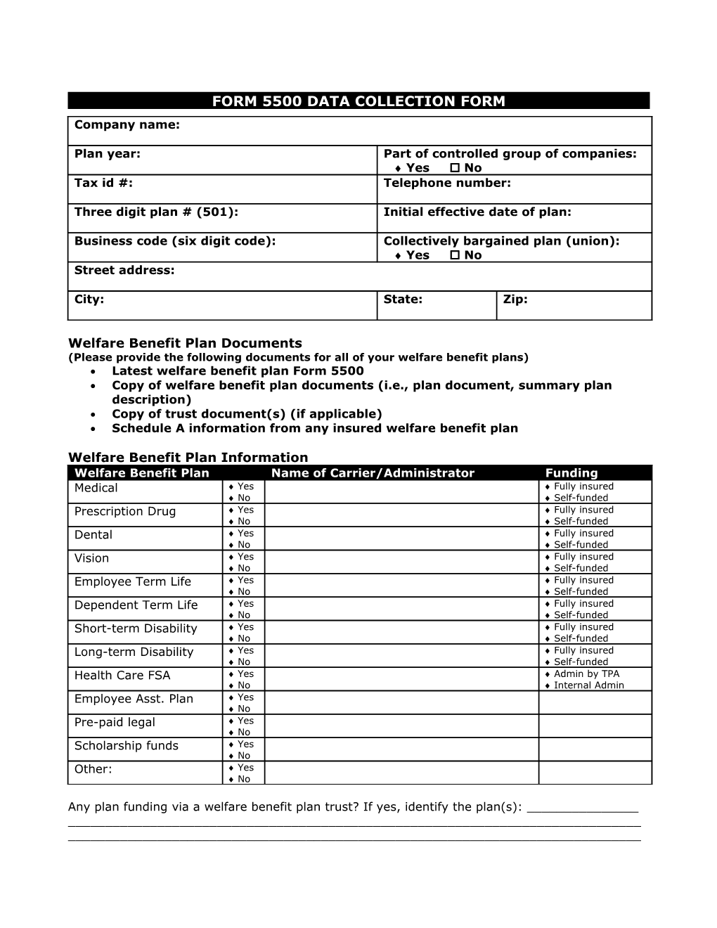 Welfare Benefit Plan Filing Requirements