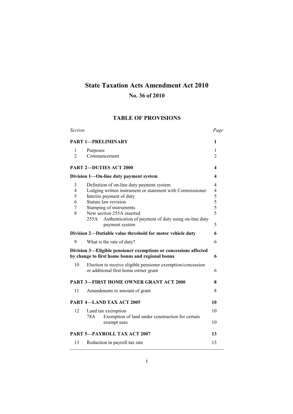 State Taxation Acts Amendment Act 2010