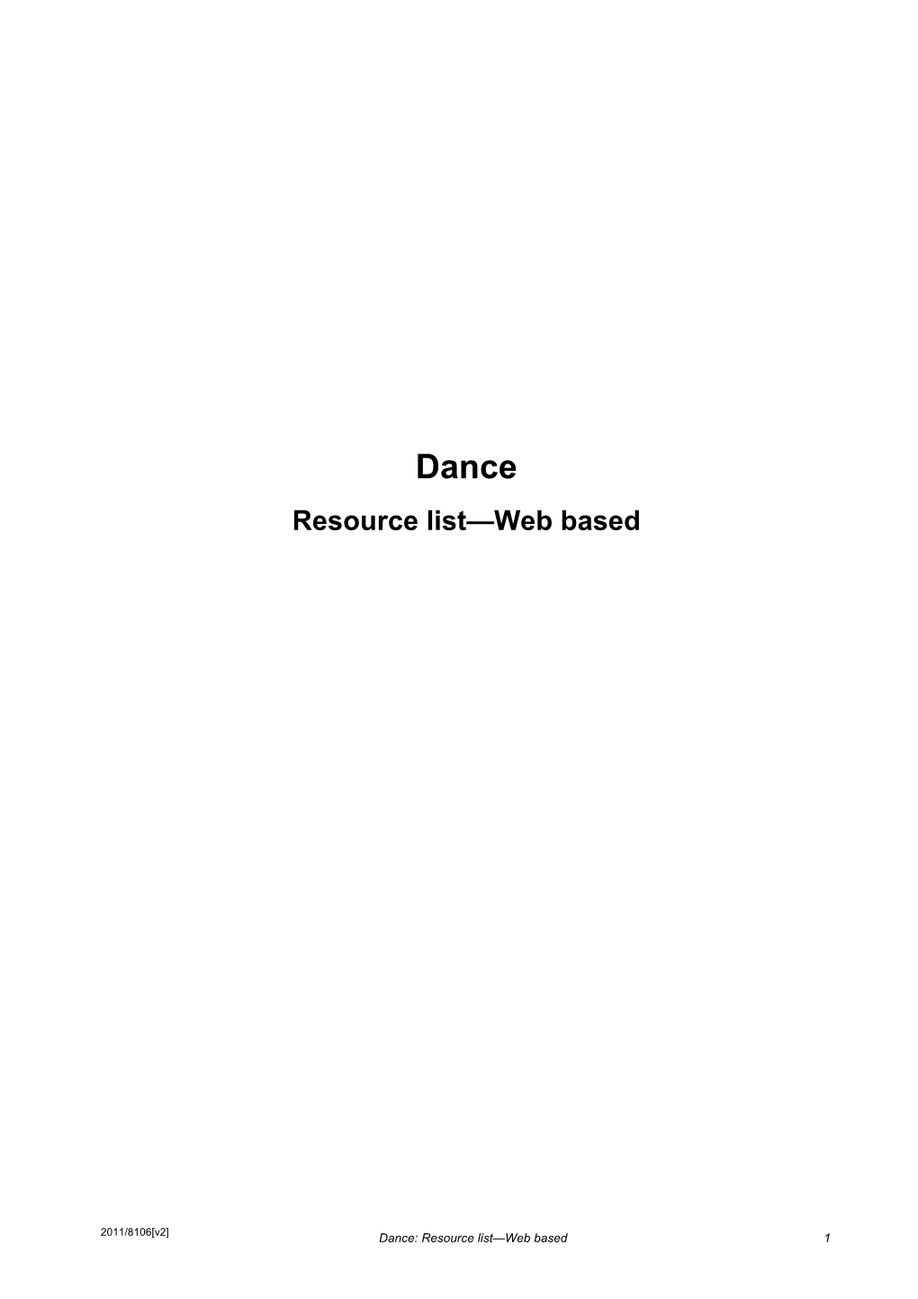 Dance Resource Lists Web Sites