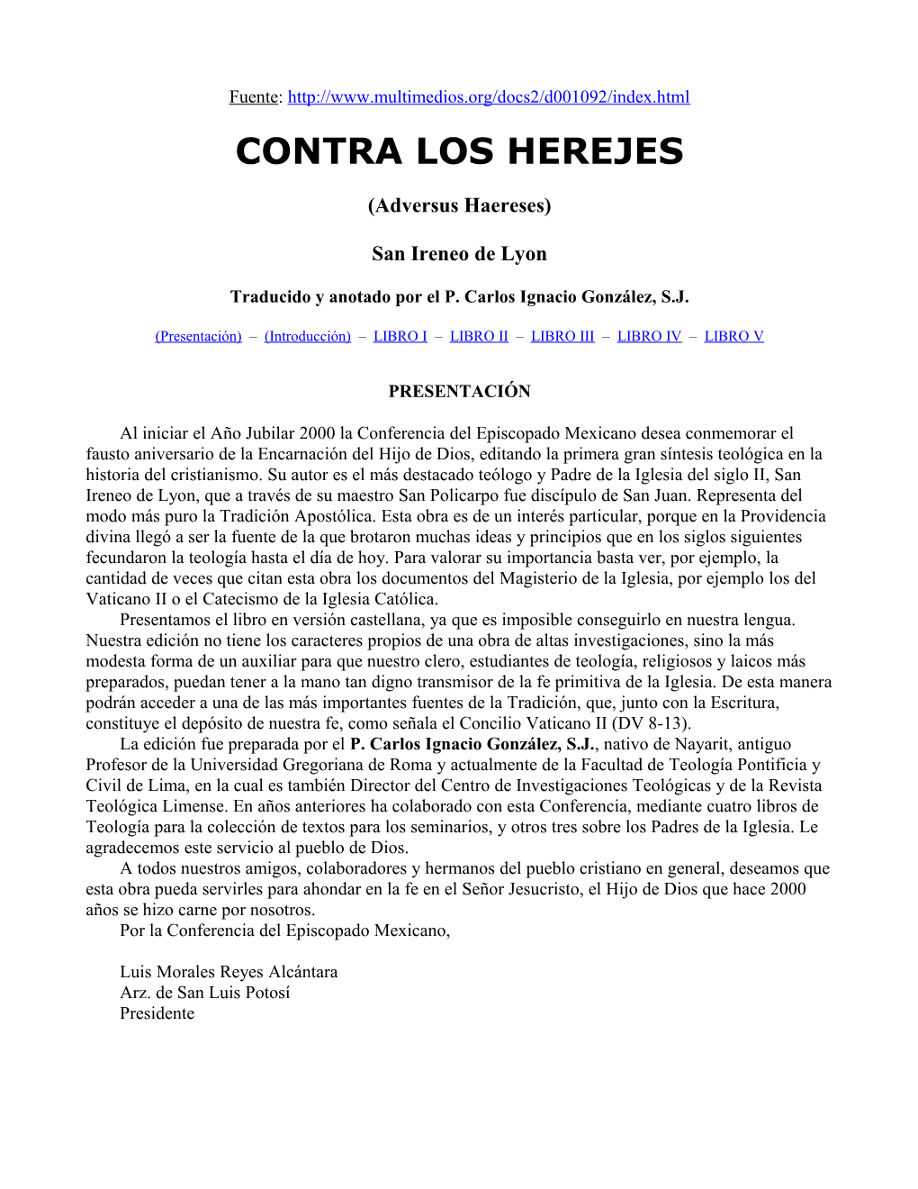 Contra Los Herejes, Ireneo De Lyon