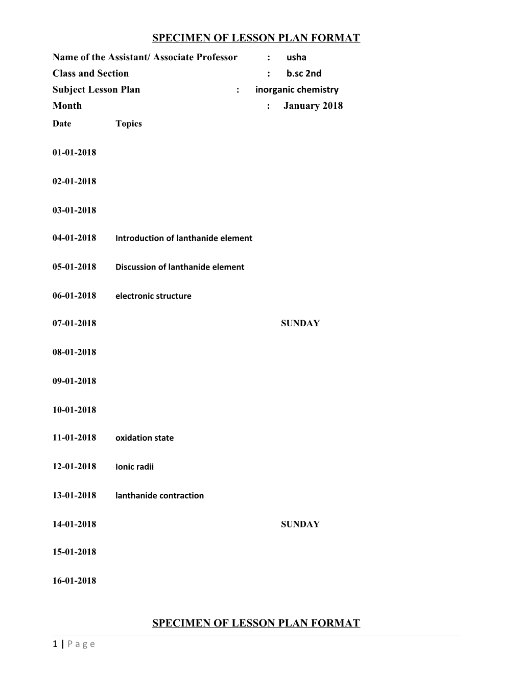 Specimen of Lesson Plan Format s8