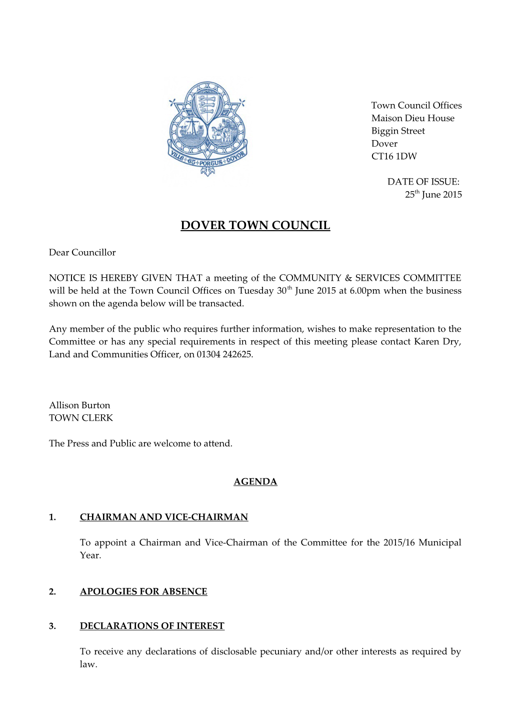 Dover Town Council