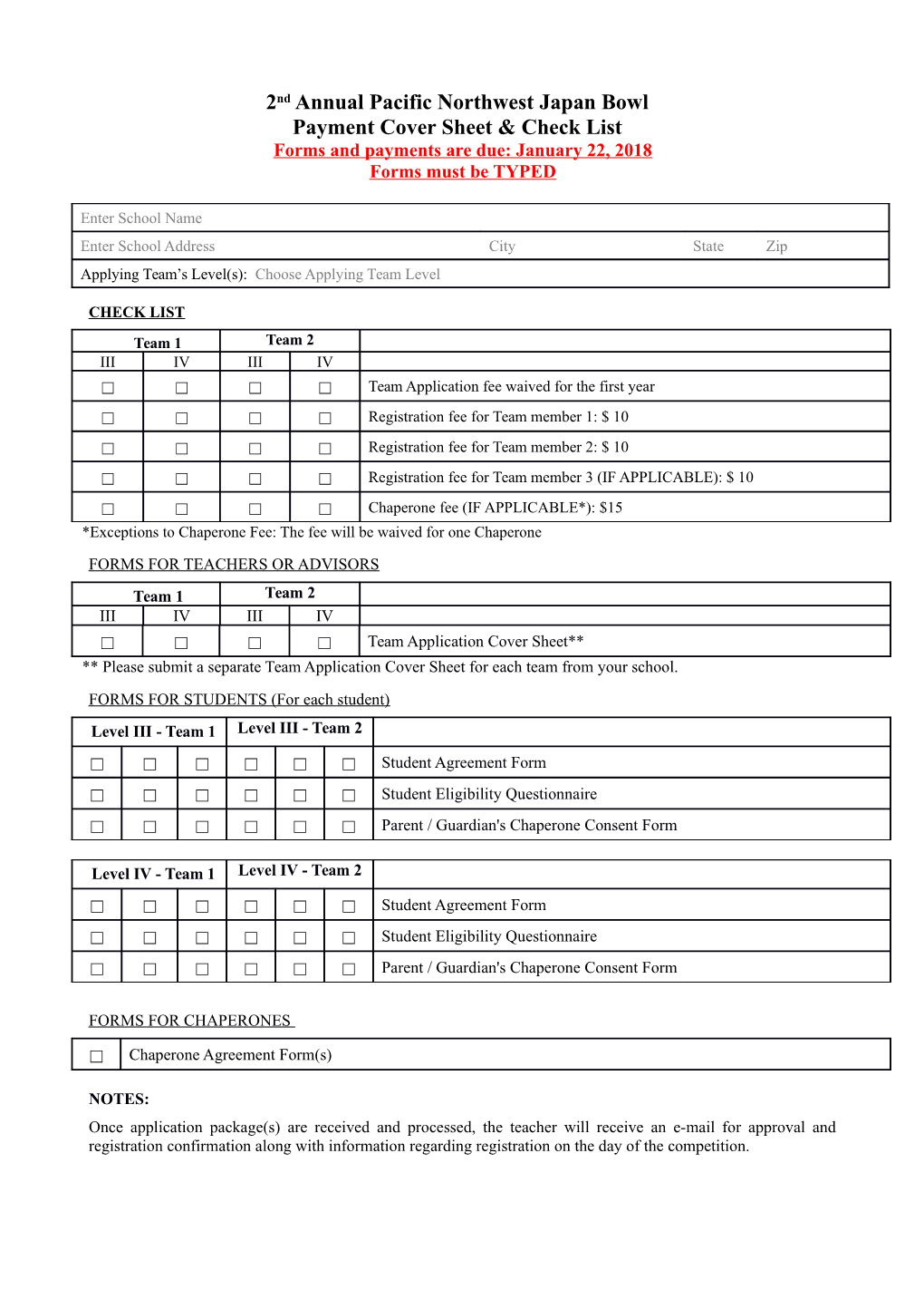 2013 Japan Bowl Application Forms