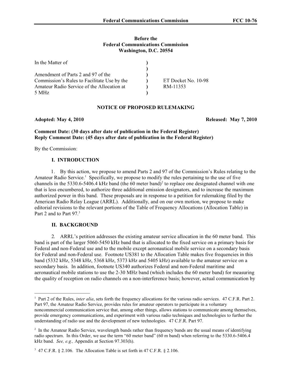 Federal Communications Commission FCC 10-76