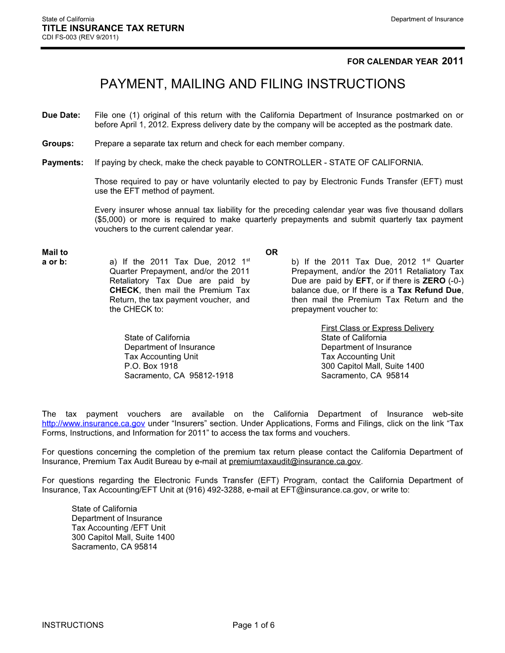 Payment, Mailing and Filing Instructions s2