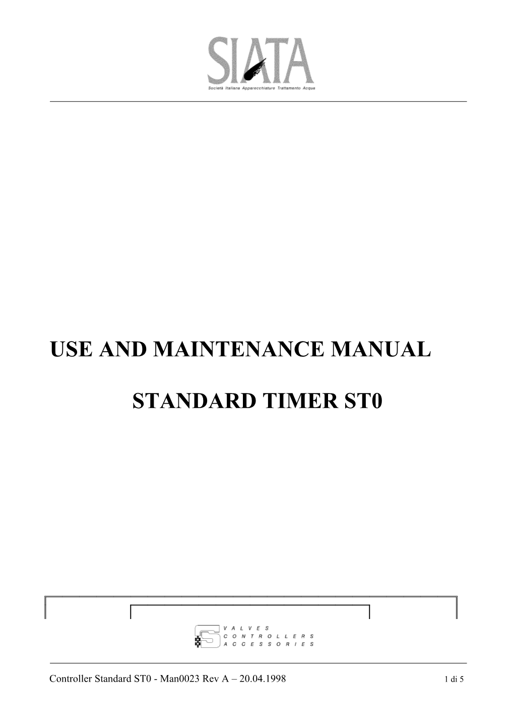 Use and Maintenance Manual
