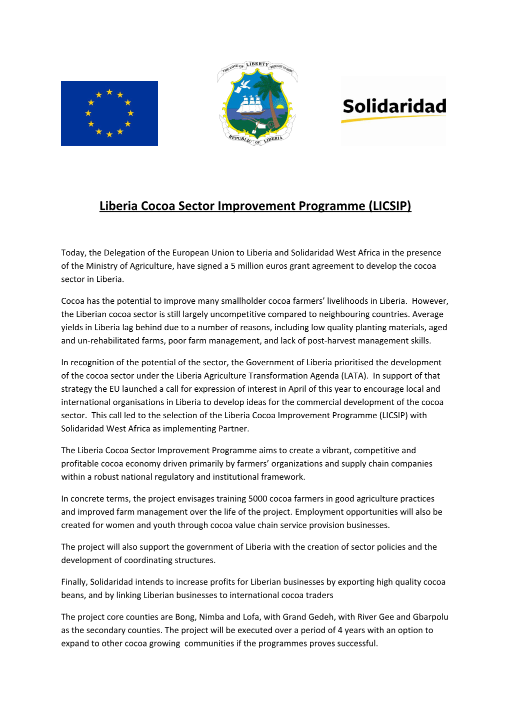 Liberia Cocoa Sector Improvement Programme (LICSIP)
