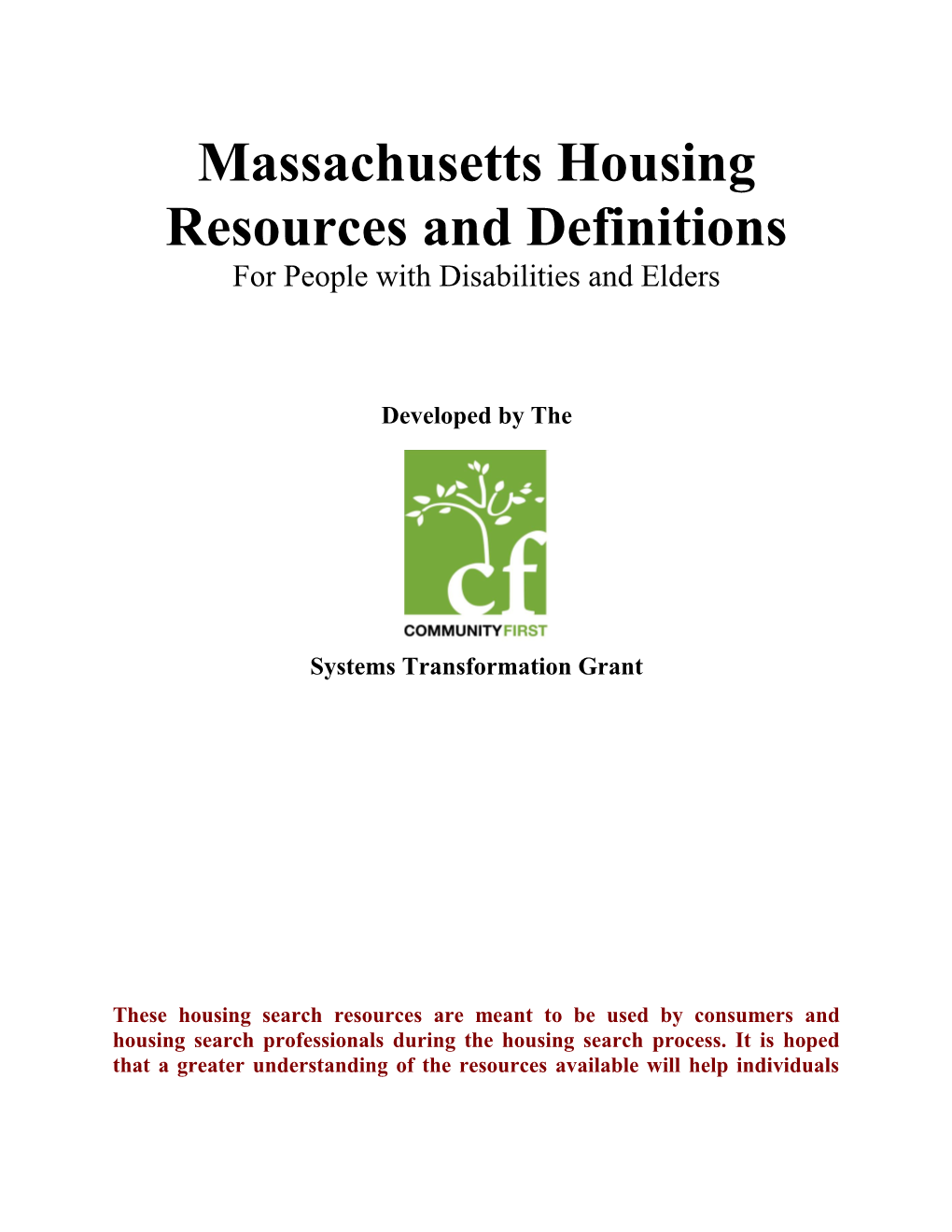 House Ma Housing Resources And Definitions
