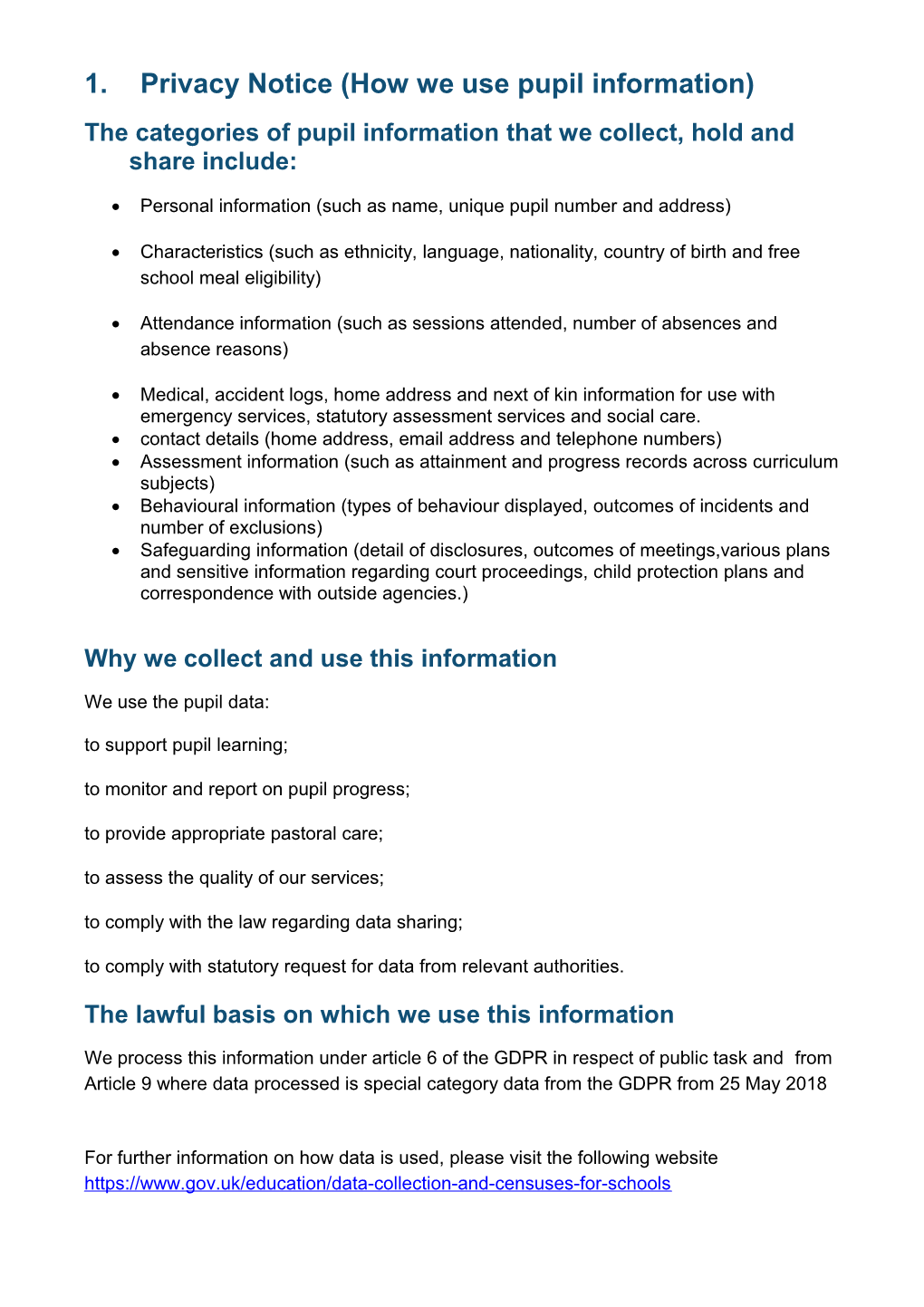 Privacy Notice - How We Use Pupil Information s1