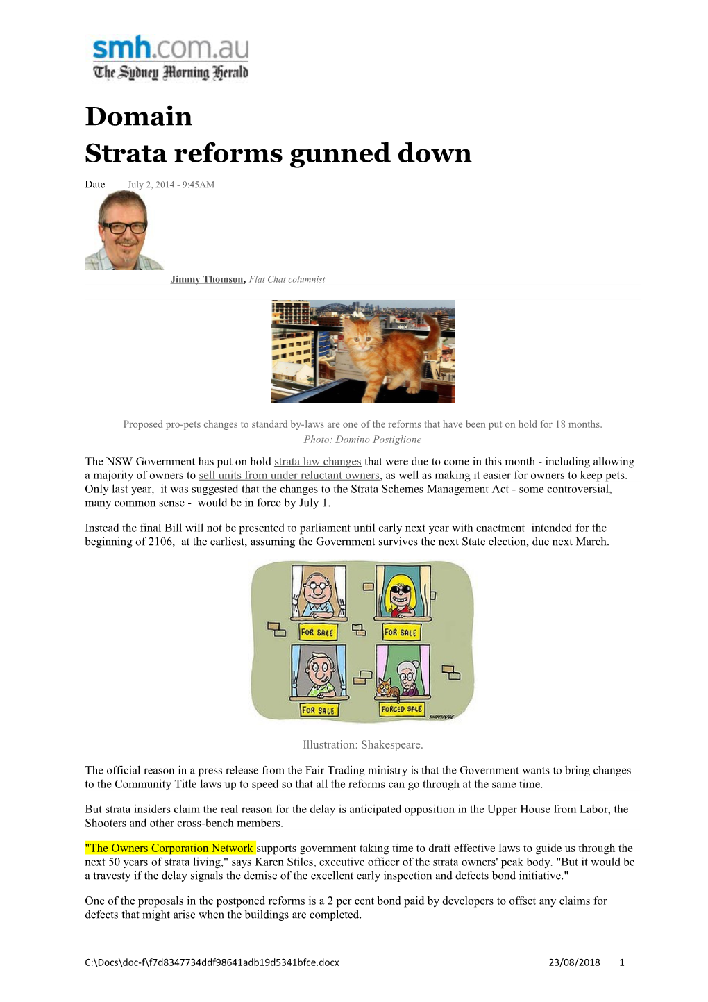 Strata Reforms Gunned Down