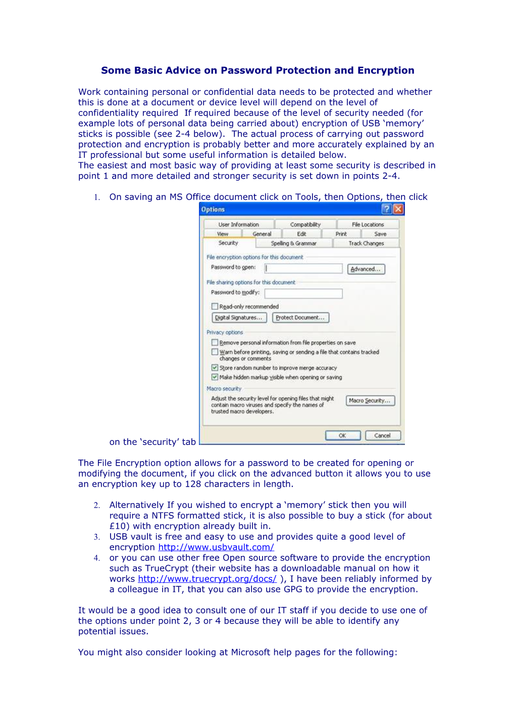 Some Basic Advice on Password Protection and Encryption