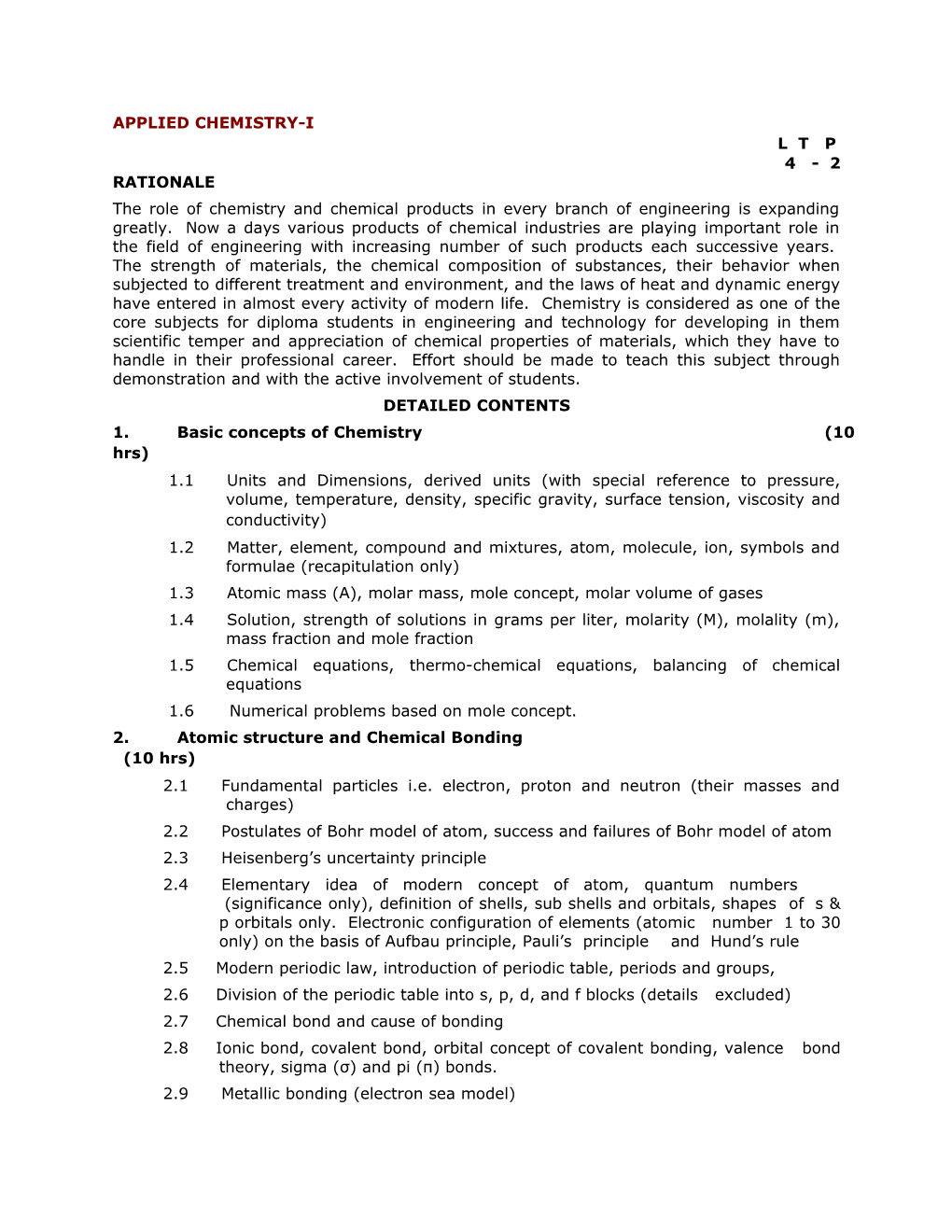 Applied Chemistry-I