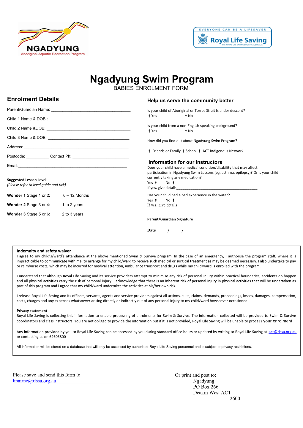 Ngadyung Swim Program