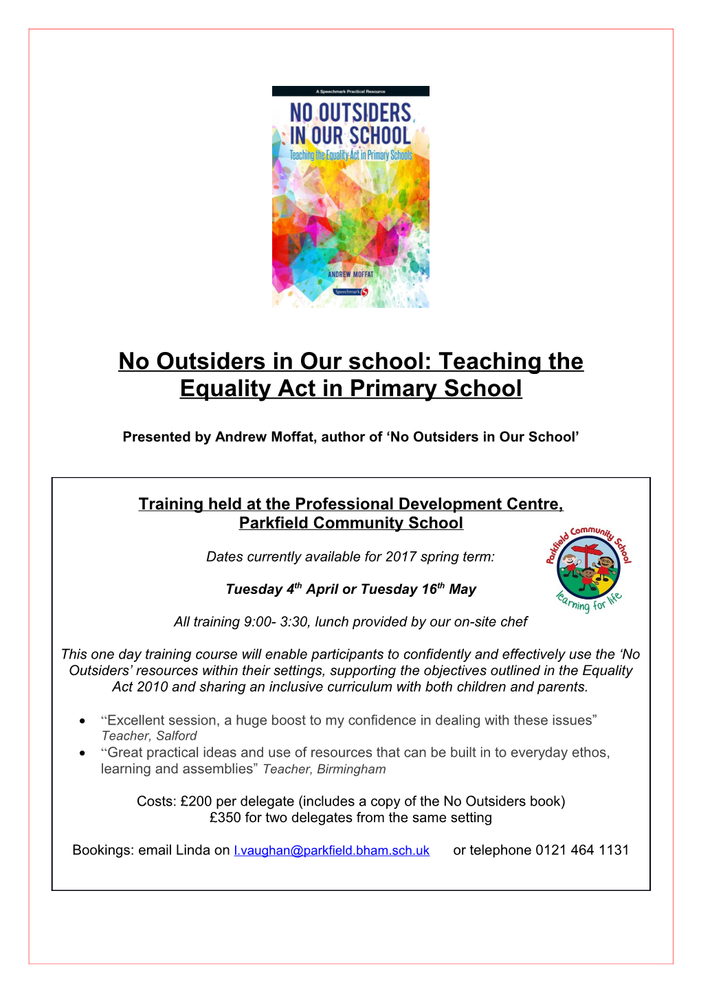 No Outsiders in Our School: Teaching the Equality Act in Primary School