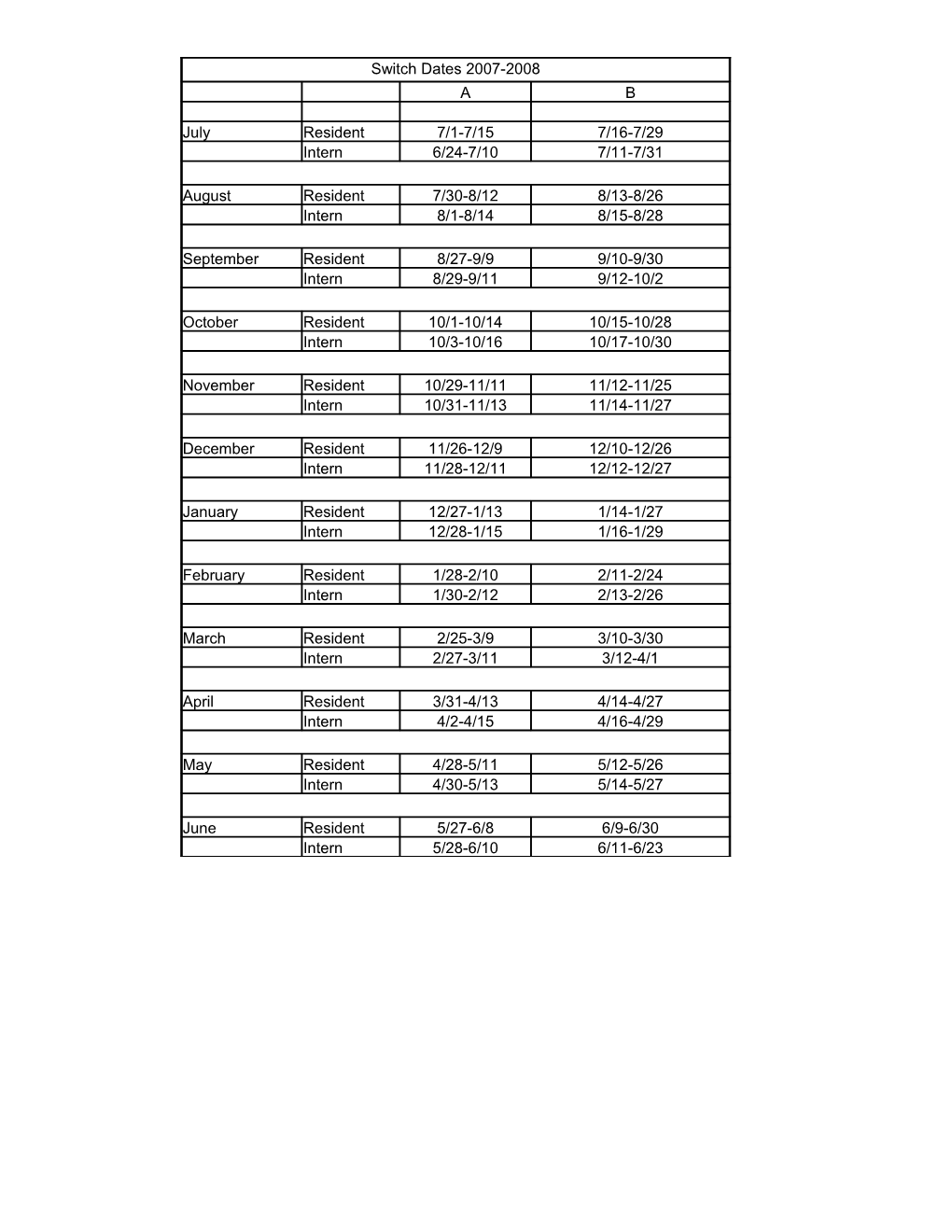 2005-2006 Holiday and Meeting Dates