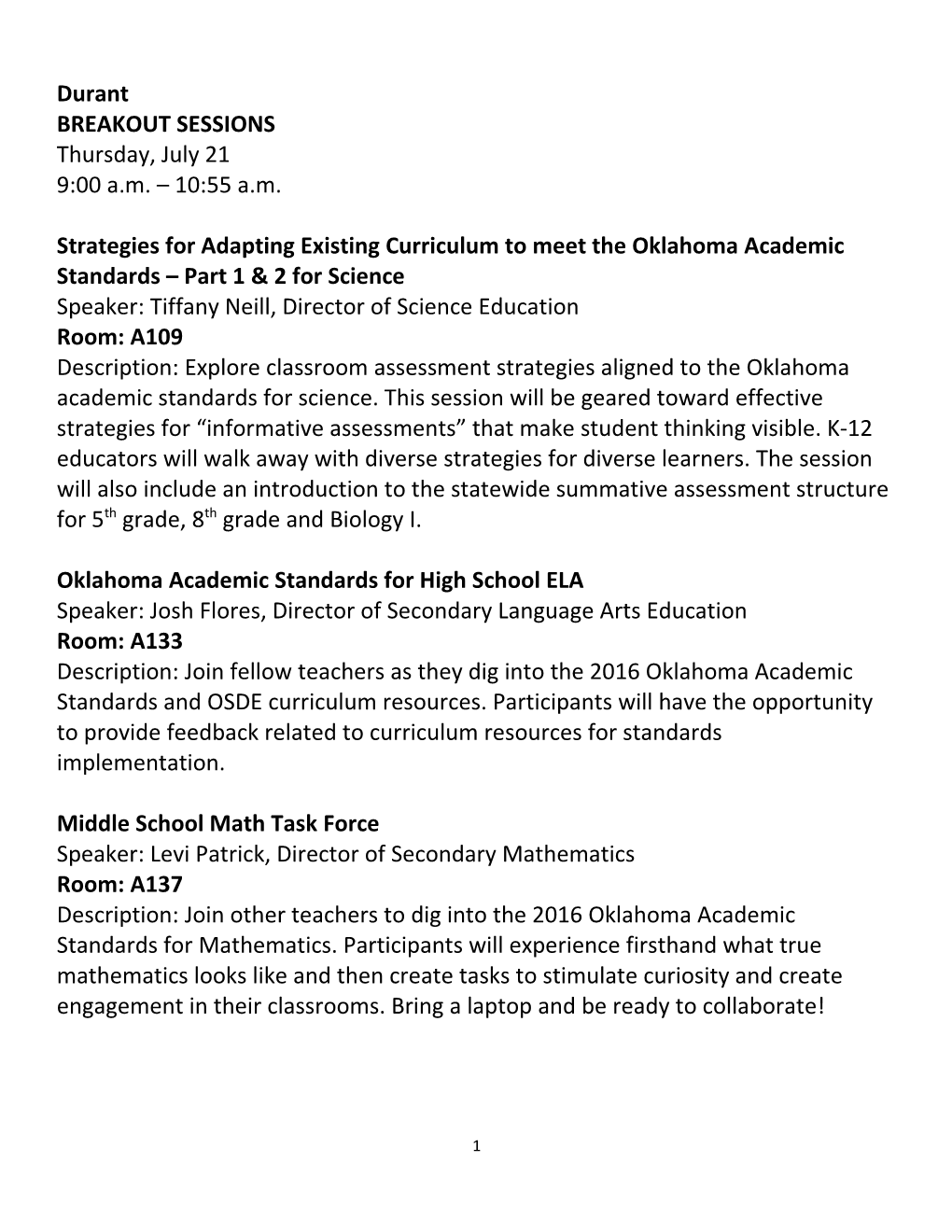 Oklahoma Academic Standards for High School ELA