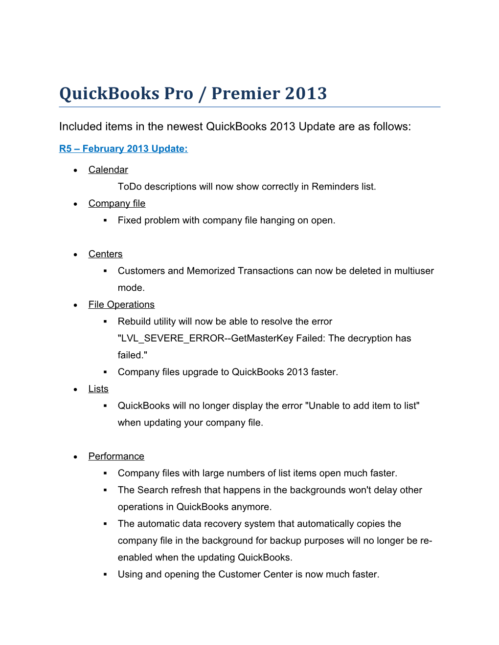 Quickbooks Pro / Premier 2013