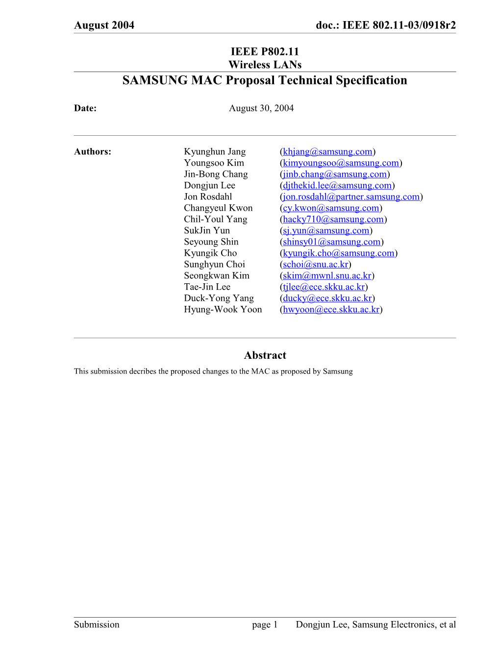 SAMSUNG MAC Proposal Technical Specification