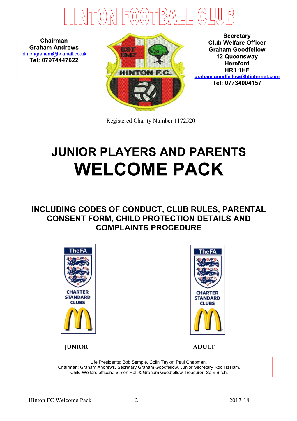 Junior Players and Parents Welcome Pack