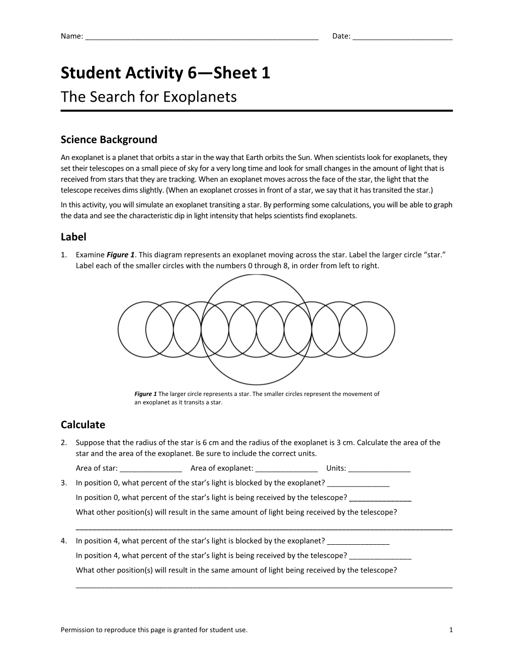 Student Activity 6 Sheet 1