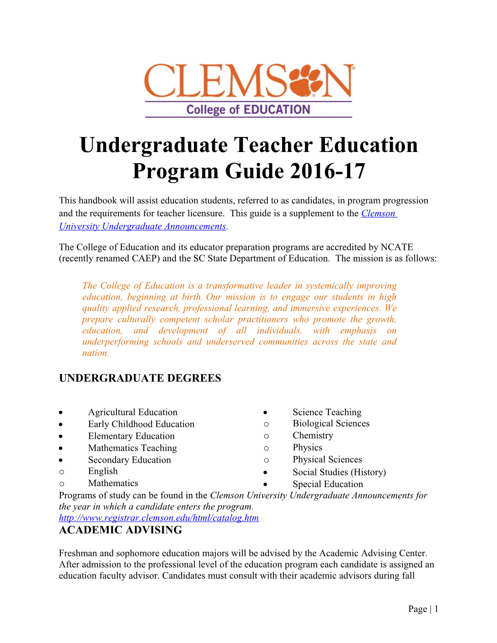 Undergraduate Teacher Education