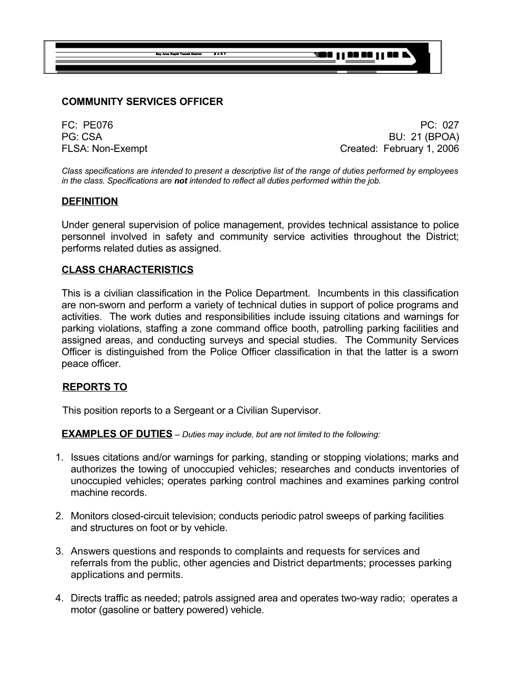 Community Services Officer
