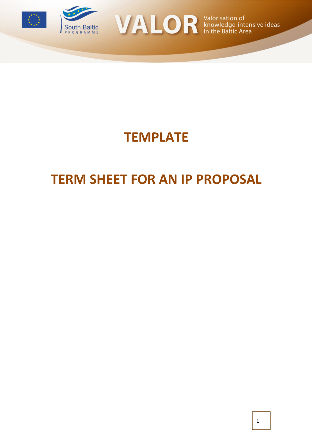 Term Sheet for an Ip Proposal