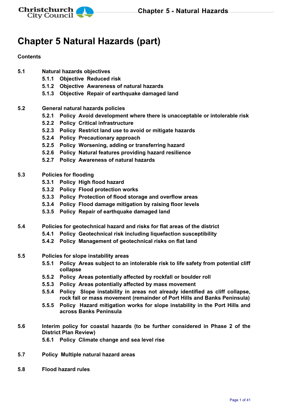 Chapter 5 Natural Hazards (Part)